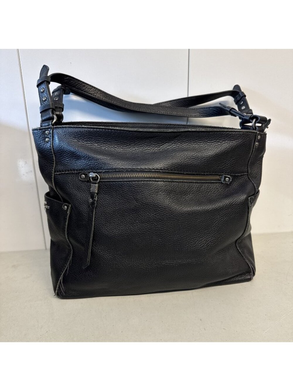 The Sak Black Leather Shoulder Tote